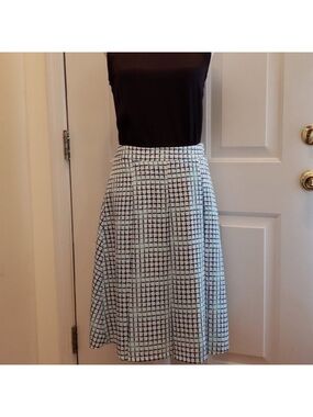 Black & White Grid A-Line Skirt